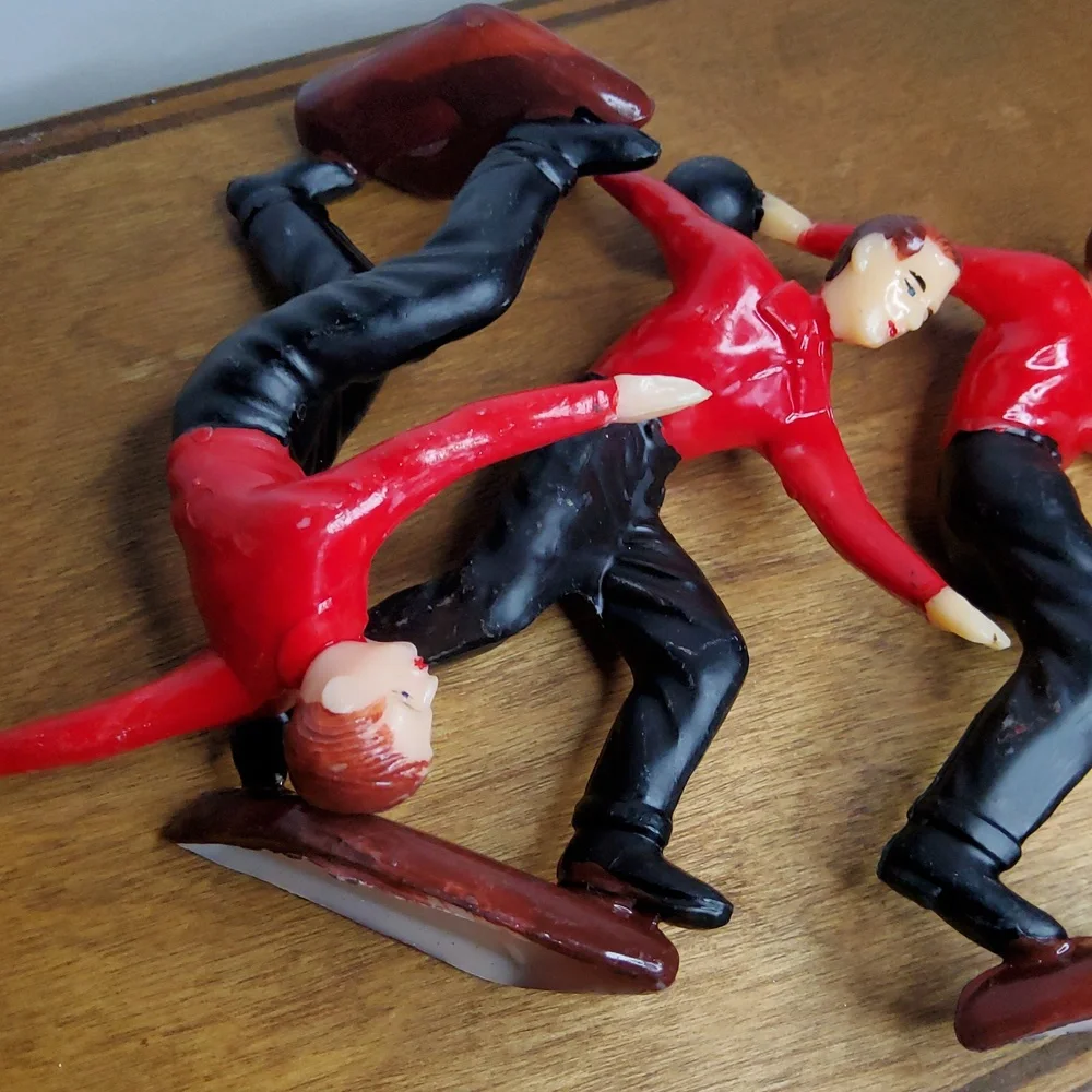 MCM Vintage hard plastic bowling Men cake toppers.